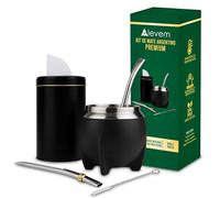 Kit mat argentin complet | Yerbero pour maté citrouille 238 ml dans un verre ergonomique en acier inoxydable et ampoule pour Mate et Terere | Idéal pour profiter du rituel n'importe où