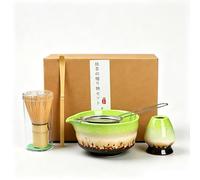 Kit Matcha Complet, 5 Pièces Coffret Matcha Fouet, Service à Thé Matcha en Céramique avec Bol Matcha Bec Verseur, Support Fouet, Balai à Matcha, Passoire, Cadeau pour la Cérémonie du Thé (Vert)