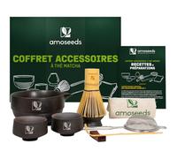 Kit Matcha | Complet, 9 accessoires | Bol, Tasses, Tamis, Fouet en bambou, Support fouet, Cuillère, Support cuillère, Serviette | Coffret cadeau, tradition Japonaise | Qualité Supérieure