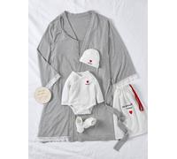 Kit maternité maman et bébé rayé gris 34/36
