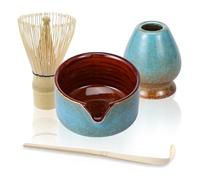 Kit mélangeur à matcha avec bol à matcha en céramique de qualité supérieure pour les amateurs de matcha fait à la main (bleu)