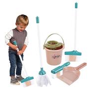 Kit Menage Enfant | Chariot Menage Enfant | Aspirateur Enfant Jouet | Jouets De Nettoyage Cadeau pour Les Tout Petits Comprennent Balai Vadrouille Plumeau Pelle Brosses Chiffon (5pcs)