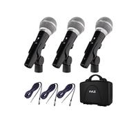 Pyle Ensemble Microphone Dynamique Professionnel 3 Pièces, Cardioïde Unidirectionnel avec Sac de Transport Rigide, Porte-Micro/Clip et Câble Audio XLR de 26ft à 1/4'' de Connexion Audio