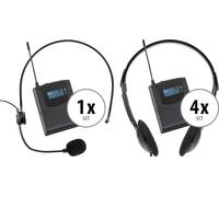 Kit Microphone Sans Fil Emetteur et 4 Récepteurs avec Ecouteurs Visites Guidées