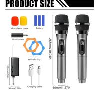 Kit microphone sans fil - Système dynamique professionnel - Portée de 60 mètres - Rechargeable par USB-C - Idéal pour le karaoké