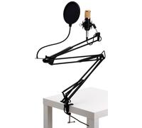 Kit Microphone Studio Condensateur Enregistrement XLR Support Bras Filtre Noir