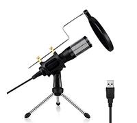 Kit microphone USB, microphone d'enregistrement portable en métal avec bras articulé réglable, microphone à condensateur pour ordinateur, idéal pour l'enregistrement vocal en studio et la diffusion.