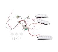 Kit Microphones Guitare Électrique Single Coil, Ensemble Pré - Câblé, Blanc, Remplacement pour ST Panel - Sensibilité Élevée, Ajustable, Son Clair pour Solo et Performance