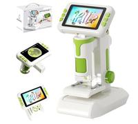 Kit Microscope Enfant, Microscope Electronique Enfant, 2 en 1 Kit éducatif de Microscopes de Poche et de Table Portable avec Lumière LED 1600X écran LCD avec Fonction Photo Video Dès 6 Ans (Vert)