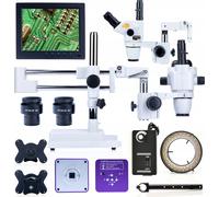 Kit microscope Rosfix Moon Pro - Microscope zoologique stéréo trinoculaire + caméra Puppis Pink PRO 51MP (HDMI/USB) + écran 8" + éclairage annulaire LED 56x | Planets PR