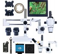 Kit microscope Rosfix Moon Pro - Microscope zoom stéréo + caméra Mensa PRO HDMI/USB + écran 8" + lampe annulaire LED 56x | Trinoculaire | Kit professionnel pour l'électricité