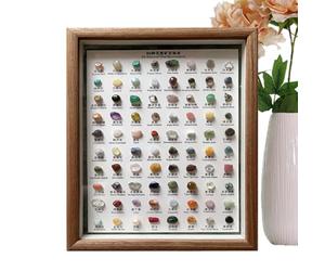 Kit minéral, kit d'identification minérale, lot de 80 pierres précieuses brutes - Carte d'identité classique avec cadre en bois, bijoux en pierre pour vacances, anniversaires