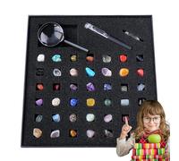 Kit minéral Rocheux - échantillons de Pierres précieuses vibrantes, pièces de marquées | Kit de découverte de géologie Pratique, Pack de minéraux éducatifs STEM, Science d'apprentissage