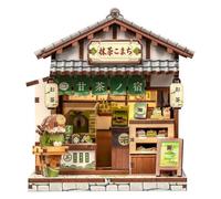 Kit Mini Book Nook pour débutants, Puzzle 3D en Bois « Tea House », kit de Maison de poupées Miniature à Monter soi-même, étagère Japonaise de décoration de Bureau, 128 pièces