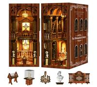 Kit miniature pour coin de livre - Maison de poupée miniature pour bibliothèque pour adultes et adolescents - Puzzle 3D en bois avec lumières LED tactiles (bibliothèque philosophique)