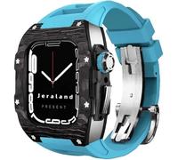Kit Mod Kit Mod ， pour 8 7 45 mm Couverture de boîtier en fibre de carbone et sangle de montre Fluororubber ， Band de montre et boîtier de montre ， pour iWatch 6 5 4 SE 44mm