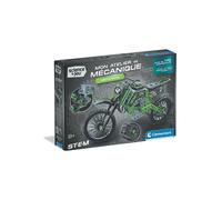 Kit modèle motocross CLEMENTONI Motocross Xtrem - Plus de 170 pièces, mécanisme fonctionnel, direction et piston mobile - Vert