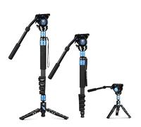 Kit Monopode SIRUI P-325FL pour Reflex numérique en Fibre de Carbone, Monopode Professionnel léger de 179,6 cm avec tête vidéo Fluide VH-10, Base pour trépied, Charge utile de 6 kg