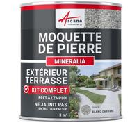 Kit moquette de pierre extérieur terrasse - Résistant UV & drainant - 3 m² Blanc Carrare - ARCANE INDUSTRIES