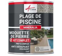 Kit moquette de pierre piscine - Antidérapant & drainant haute résistance - 3 m² Beige Marbre - ARCANE INDUSTRIES