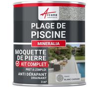 Kit moquette de pierre piscine - Antidérapant & drainant haute résistance - 3 m² Blanc Carrare - ARCANE INDUSTRIES