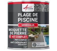 Kit moquette de pierre piscine - Antidérapant & drainant haute résistance - 3 m² Gris Naturel - ARCANE INDUSTRIES