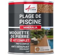 Kit moquette de pierre piscine - Antidérapant & drainant haute résistance - 3 m² Rouge Vérone - ARCANE INDUSTRIES