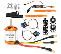 Kit moteur 2217 KV1250 pour hélicoptère RC, moteur d’hélicoptère à télécommande sans fil avec hélice 8060, ESC XT60 40 A et deux moteurs de direction SG90 pour un vol amélioré