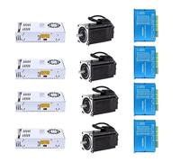Kit moteur pas à pas en boucle fermée compatible avec les moteurs Nema 34 4,5 N, 8,5 N et 12 N à 3 et 4 axes, avec pilote de moteur biphasé HBS86H et alimentation CNC 400 W 60 V.(4Kit 4.5Nm)