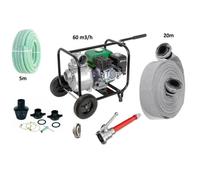 Kit Motopompe Incendie Piscine - Pompe Tuyau Lance Complet 60m3/h