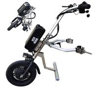Kit motorisation Fauteuil Roulant Vélo à Main électrique Dispositif de Traction (guidon et stabilisateurs améliorés) - 3 vitesses, 500 W, avec éclairage avant,trompette,autonomie 60/70 km,A15Ah
