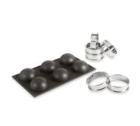 Kit moule silicone 6 demi-sphères + 6 cercles à tarte Patisse