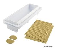 silikomart | MAGIC BÛCHE Truncheon and Semifreddo Kit, Kit composition 1 Bûche en plastique, 1 Base en plastique, 2 Têtes en Silicone platine, 2 Tapis en Silicone platine, Design 3D, 250 x 80 mm, h 67 mm, Made in Italy