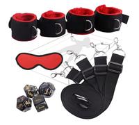 Kit multifonctionnel de 3 pièces pour l'immobilisation pendant la pratique du yoga, avec menottes pour les mains et les pieds, sangles réglables en nylon doublées de polaire rouge