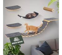 Kit mur d'escalade modulaire pour chat - En bois de bouleau - Éléments muraux 5 en 1 avec lit pour chat et passerelle - Charge maximale : 35 kg - Montage facile