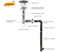 Kit n°1 raccordement mural conduit tubage + émaillé pour poêles à bois - Poujoulat Diamètre du conduit 150 Longueur flexible 1