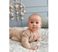 VERTBAUDET Kit naissance 3 pièces cardigan pantalon chaussons en tricot beige chiné 3M(60CM)