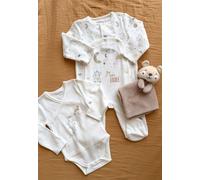 Kit Naissance 3 Pièces Pyjama, Body Et Doudou Bébé Eliah Ecru 1M(54CM)