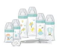 Kit Naissance - 6 Biberons Anti-Colique Tétines Plates, 1 Sucette Anatomique 0-2 Mois, 1 Goupillon - Sans BPA - Vert Rose G
