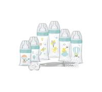 Kit Naissance - 6 Biberons Anti-Colique Tétines Plates, 1 Sucette Anatomique 0-2 Mois, 1 Goupillon - Sans BPA - Vert