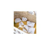 KINOUSSES - Kit Naissance 6 Pièces - 1 mois - Velours Blanc - Motif Girafe - (Pyjama, Body, Bonnet, Moufles, Chaussons et Pochon de Rangement) - Cadeau Bébé Mixte Garçon et Fille