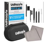 Kit Nettoyage Appareils Auditifs 9en1 Uditools - Étui Antichoc - Accessoires avec Brosses Fil Ultra-Slim et Aimant Extracteur de Pile - Compatible avec Modèles BTE RIC ITE et Écouteurs