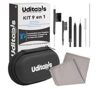 Kit Nettoyage Appareils Auditifs 9en1 Uditools - Étui Antichoc - Accessoires avec Brosses Fil Ultra-Slim et Aimant Extracteur de Pile - Compatible avec Appareils BTE RIC ITE et Écouteurs