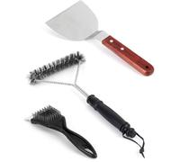 Kit Nettoyage Barbecue Set, 3 Pièces Brosses en Acier Inoxydable et Grattoir Gril pour Grillade Gaz, Charbon