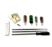 Kit nettoyage entretien fusil de chasse | Calibre 20 | Boite transparente rangement 30 cm | Manche polypropylène et alu | 3 baguettes alu | 4 écouvillons | Tampons de nettoyage | Kibros KITCAL20
