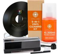 Kit Nettoyage Vinyle par 5-en-1 Nettoyante pour LP Disques Vinyle,Antistatique Tampon Nettoyant en Velours,Support De Séchage/Présentoir Et Brosse pour Pointe De Lecture