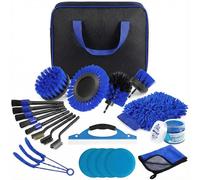 Kit Nettoyage Voiture 22 Pièces - Brosse Perceuse Nettoyage Voiture, Pinceau Detailing, Gant & Gel - Kit Complet Entretien Auto Intérieur et Extérieur pour Jantes, Tapis, Sièges et Ventilation