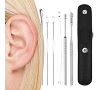 Kit Nettoyant Pour Défaillance En Acier Inoxydable - Outils De Démolition Oreille, Ensemble De Curettes De Cire | Ensemble D'outils De Soins Des Oreilles De 6 Pièces Portables Avec Sac À Puli