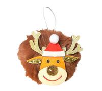 Kit Noël Suspension Pompon Renne Bois Et Fausse Fourrure 7cm 7 Pièces