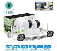 Kit NVR 4 caméras ICSee Smart WiFi 3MP - 2 dômes internes + 2 bullet externes